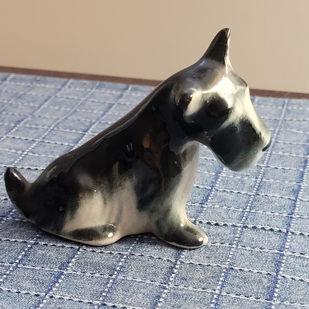 Ceramic Dog Figurine - Black and Gray